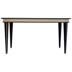 Umberto Mascagni Cream-Colored Faux Leather Covered Dining Table