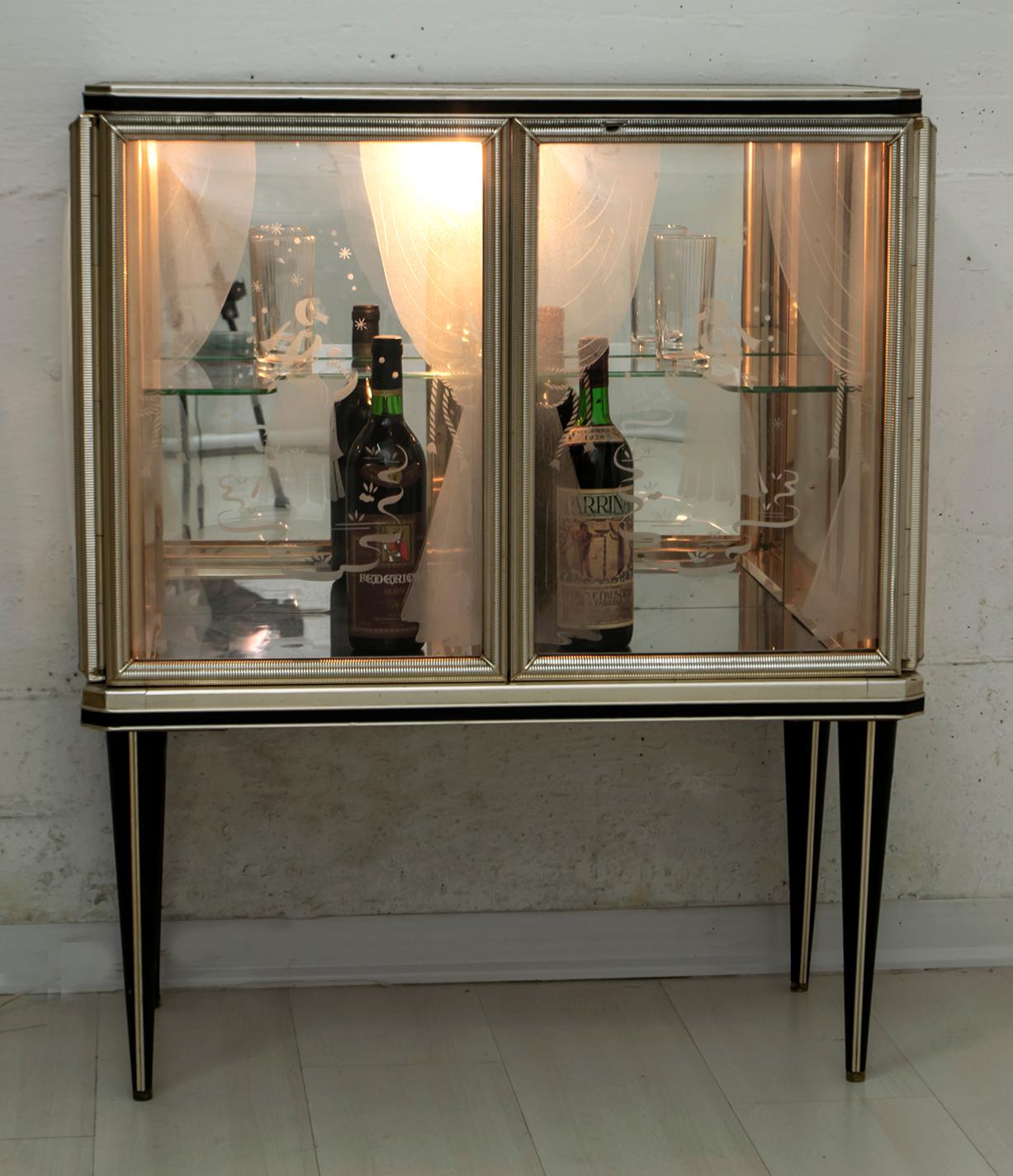 Umberto Mascagni for Harrods London Midcentury Italian Bar Cabinet, 1950s 10