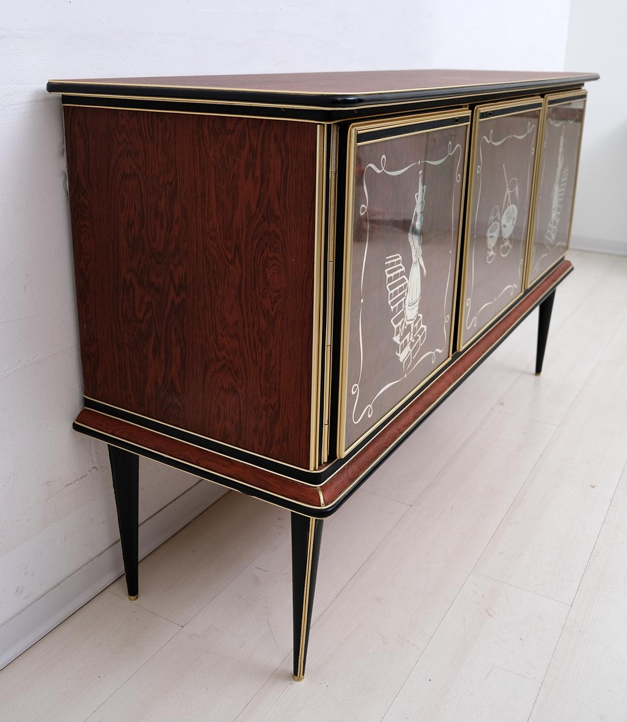 Mid-Century Modern Umberto Mascagni for Harrods London Midcentury Italian Bar Cabinet, 1950s For Sale