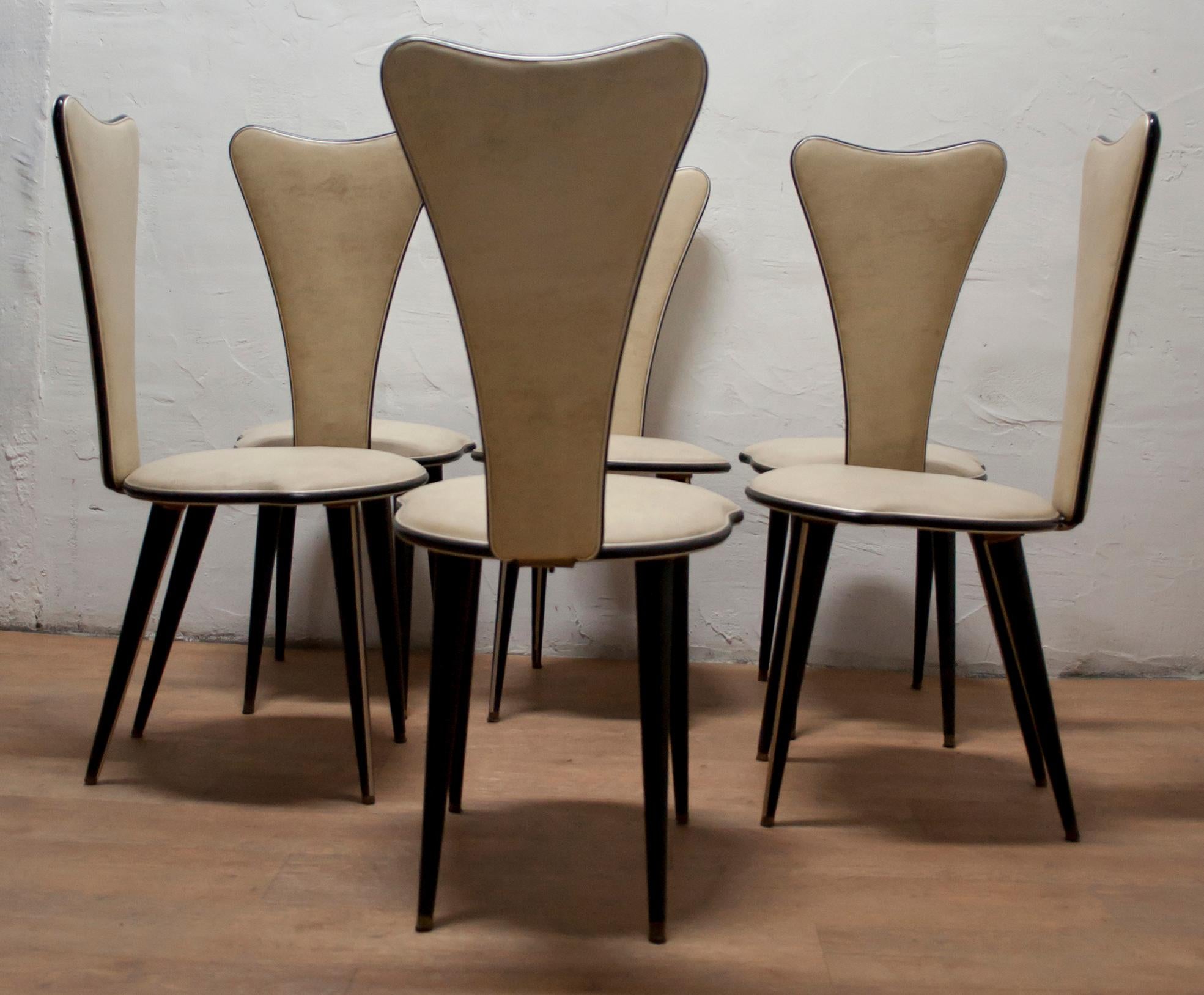 Umberto Mascagni for Harrods London Midcentury Italian Dining Chairs, 1950s In Good Condition In Puglia, Puglia