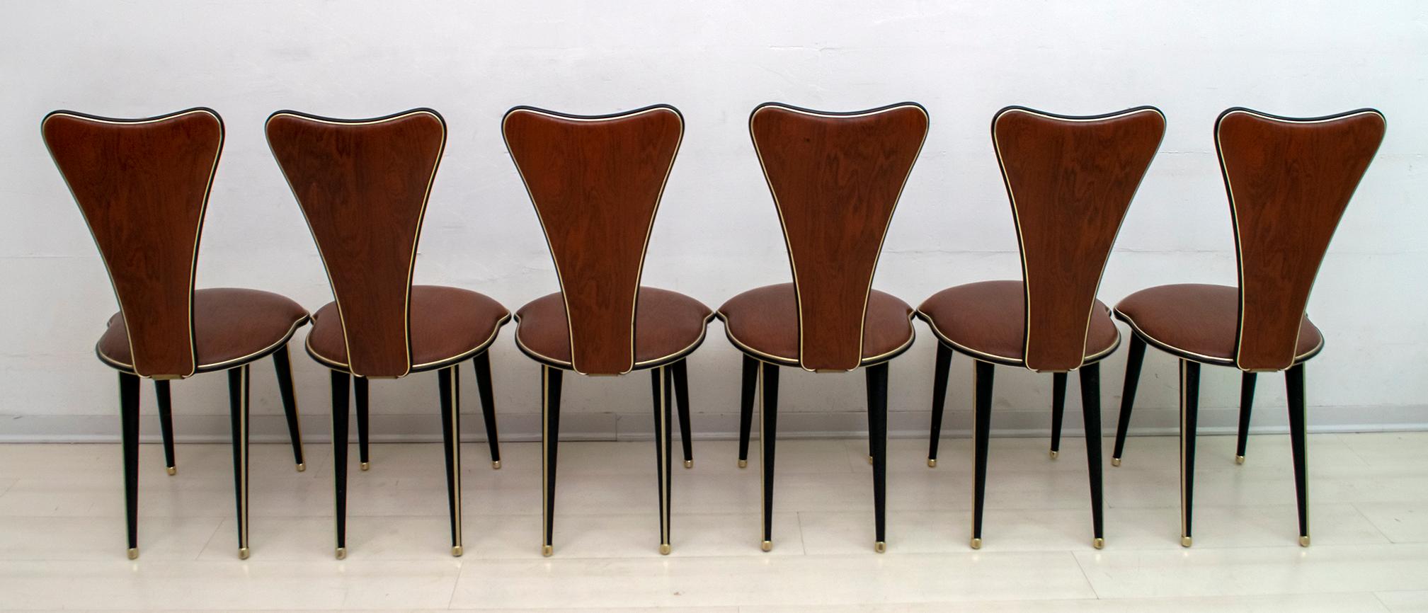 Umberto Mascagni for Harrods London Midcentury Modern Italian Dining Chairs, 50s In Good Condition In Puglia, Puglia