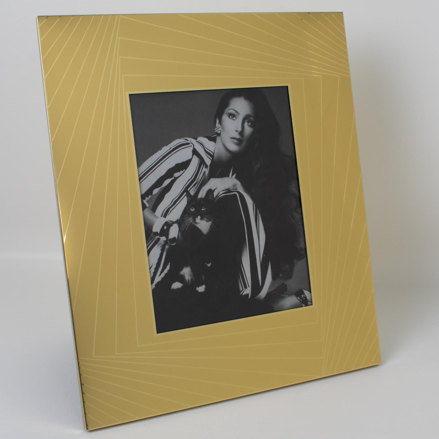 Umberto Mascagni Marco de aluminio dorado, Italia Años 70 Moderno de mediados de siglo en venta