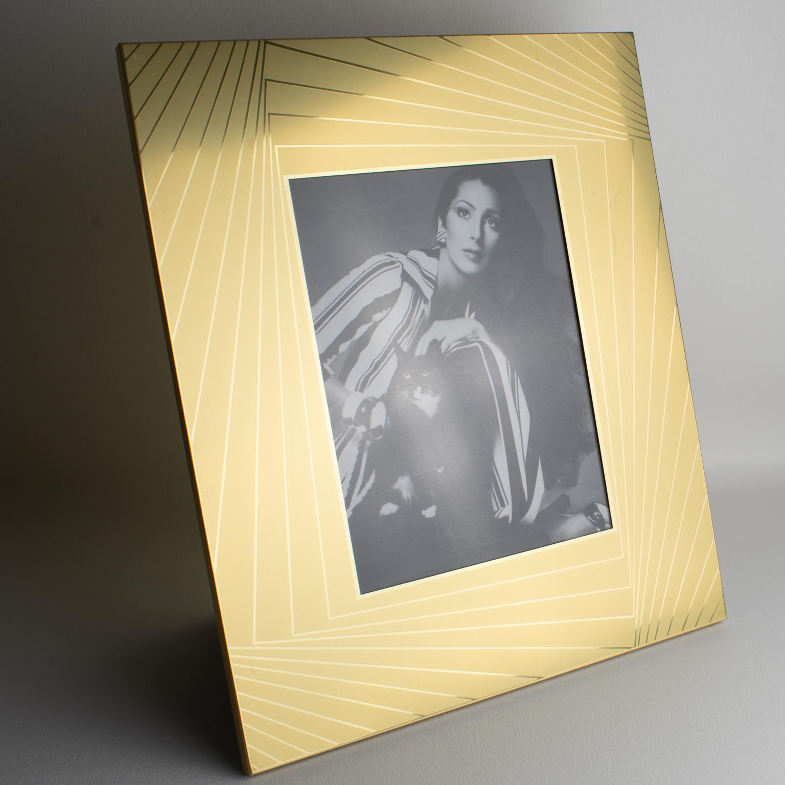 Late 20th Century Umberto Mascagni Gilded Aluminum Picture Frame, Italy 1970s For Sale