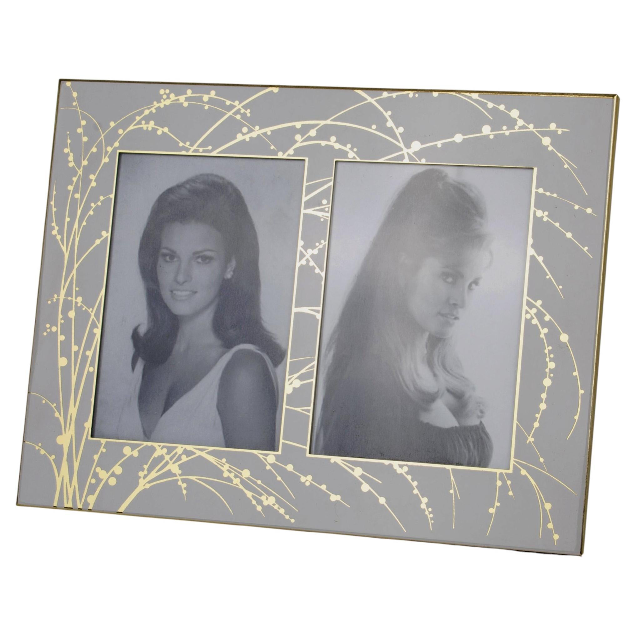 Umberto Mascagni Gilt and White Aluminum Picture Frame, Italy 1970s For Sale