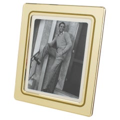 Umberto Mascagni Shiny Gilt Aluminum Picture Frame, Italy 1970s