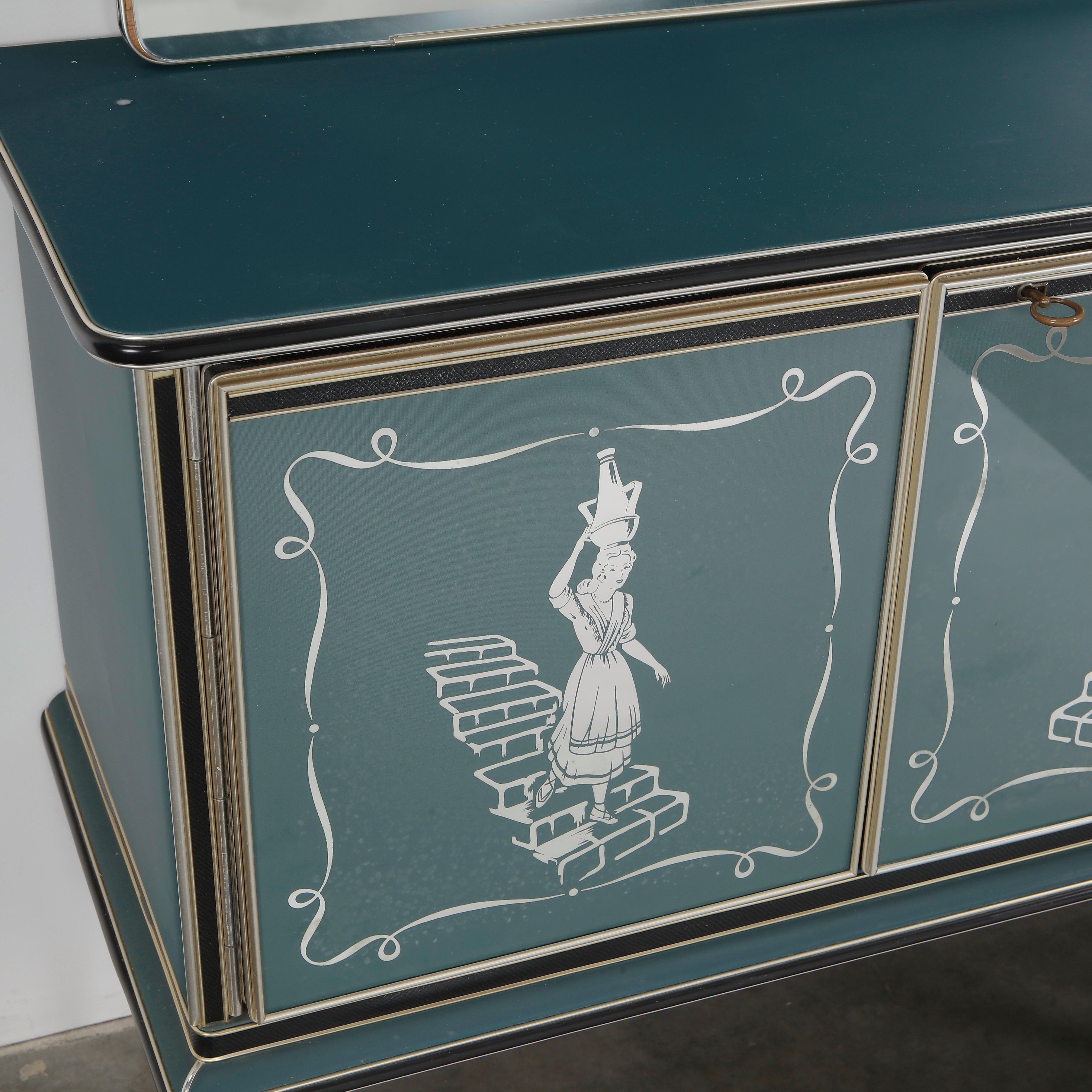 Mid-20th Century Umberto Mascagni: Sideboard with Mirror, 1960s For Sale