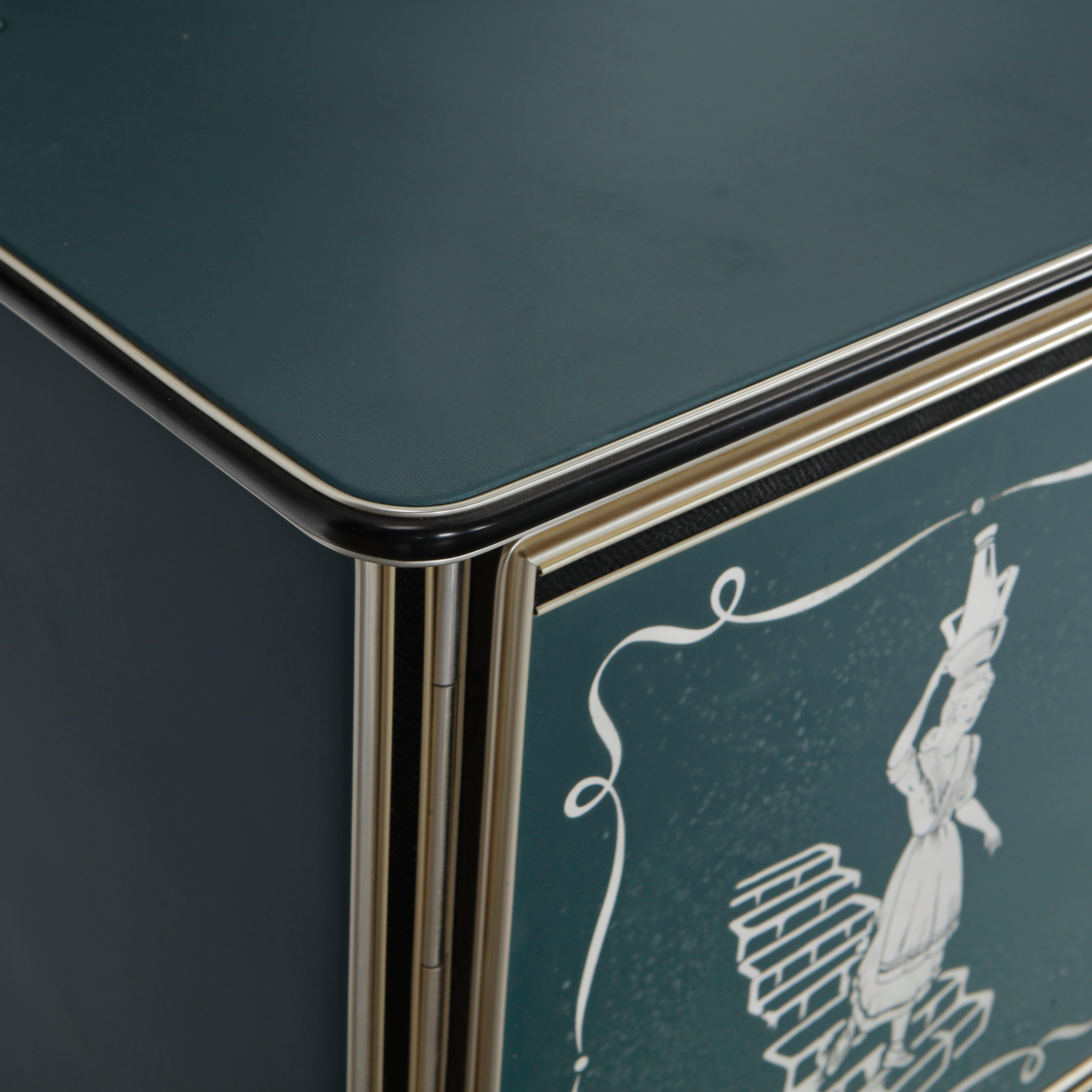 Faux Leather Umberto Mascagni: Sideboard with Mirror, 1960s For Sale