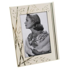 Umberto Mascagni White and Gilt Aluminum Picture Frame, Italy 1970s