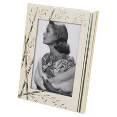 Umberto Mascagni White and Gilt Aluminum Picture Frame, Italy 1970s