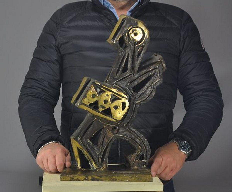 Italian Umberto Mastroianni Bronze Sculpture, Cubist Guitar Player