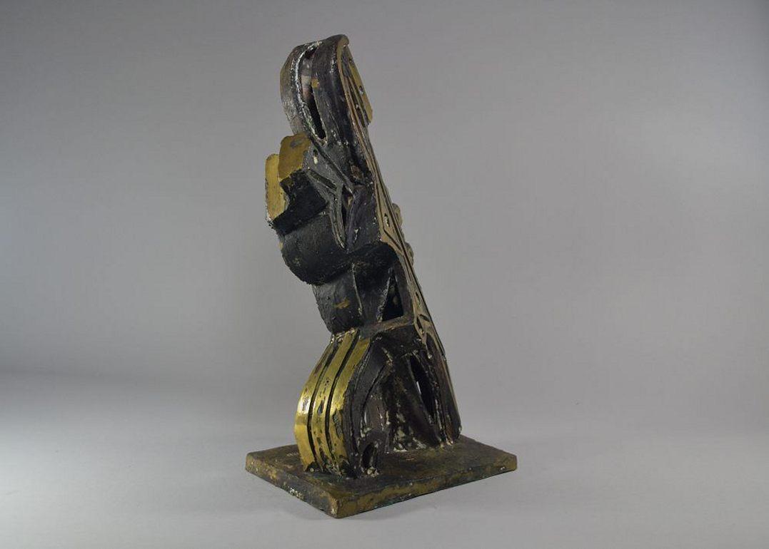 Umberto Mastroianni Bronze Sculpture, Cubist Guitar Player 2