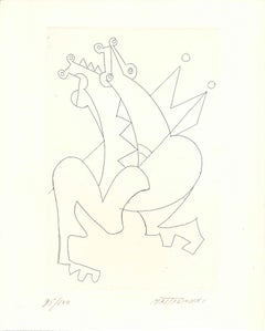 Horses Composition - Original Etching by U. Mastroianni - 1972