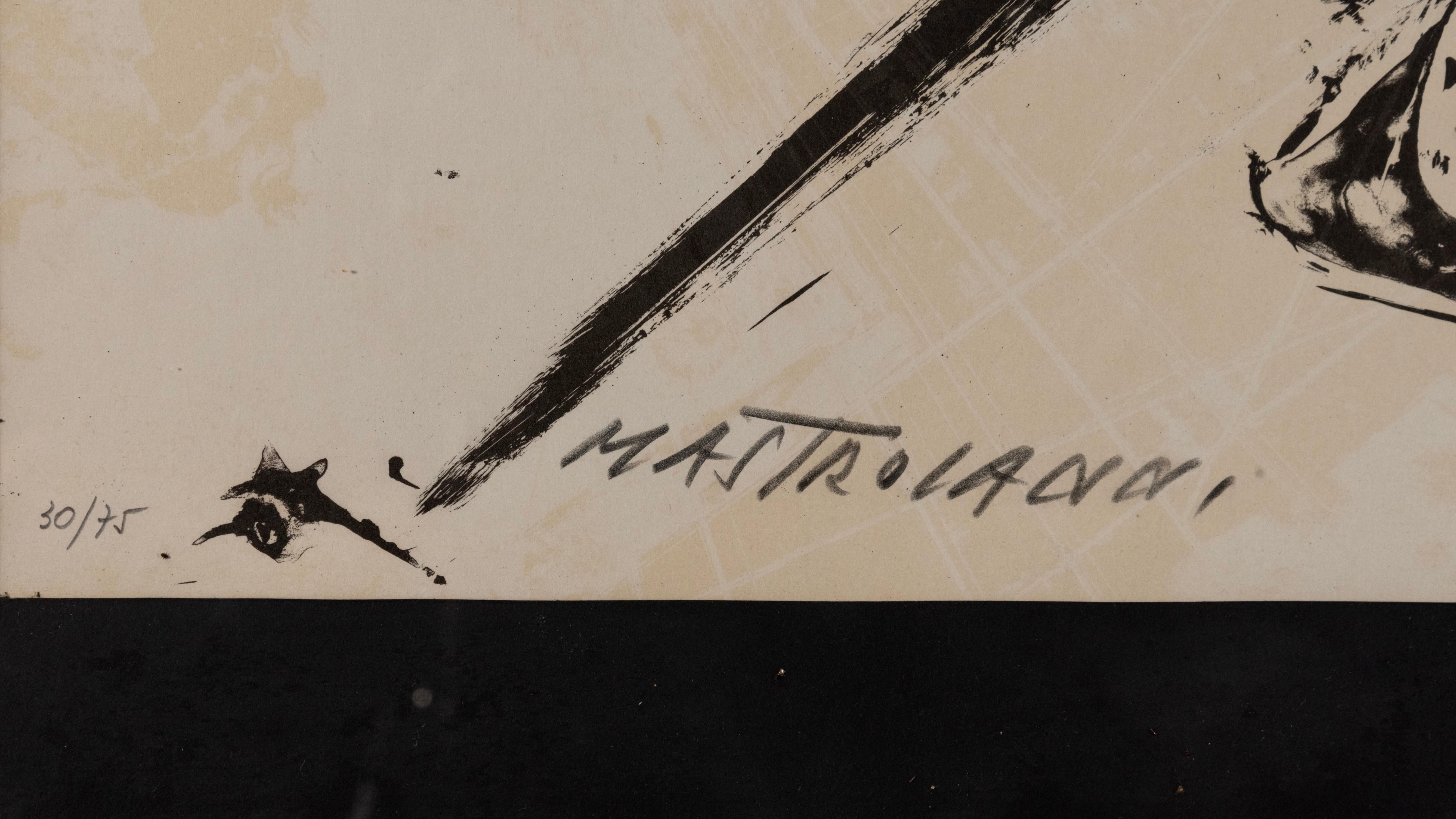 Umberto Mastroianni Italian Signed 1960s Original Black and White Etching For Sale 1