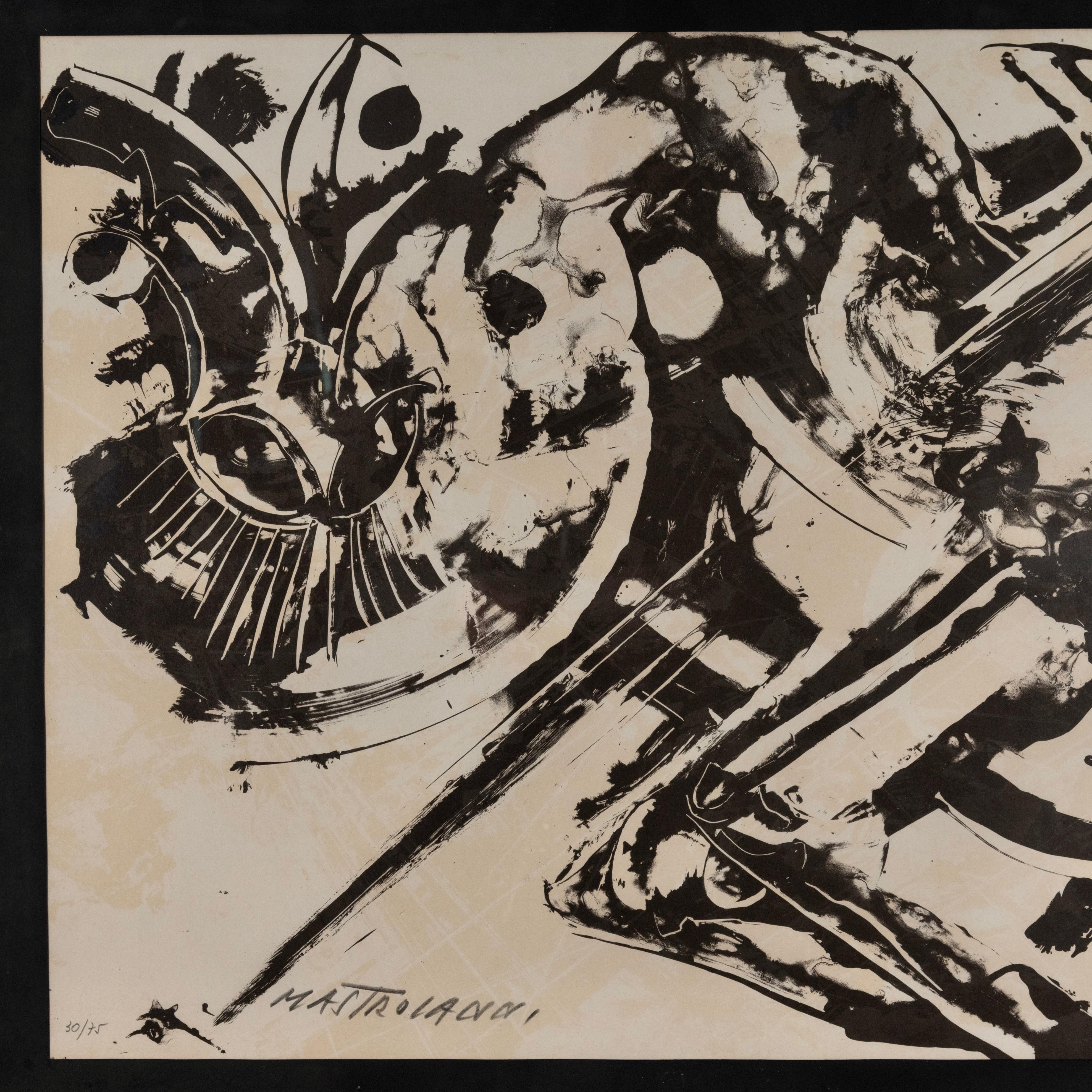 Umberto Mastroianni Italian Signed 1960s Original Black and White Etching For Sale 3