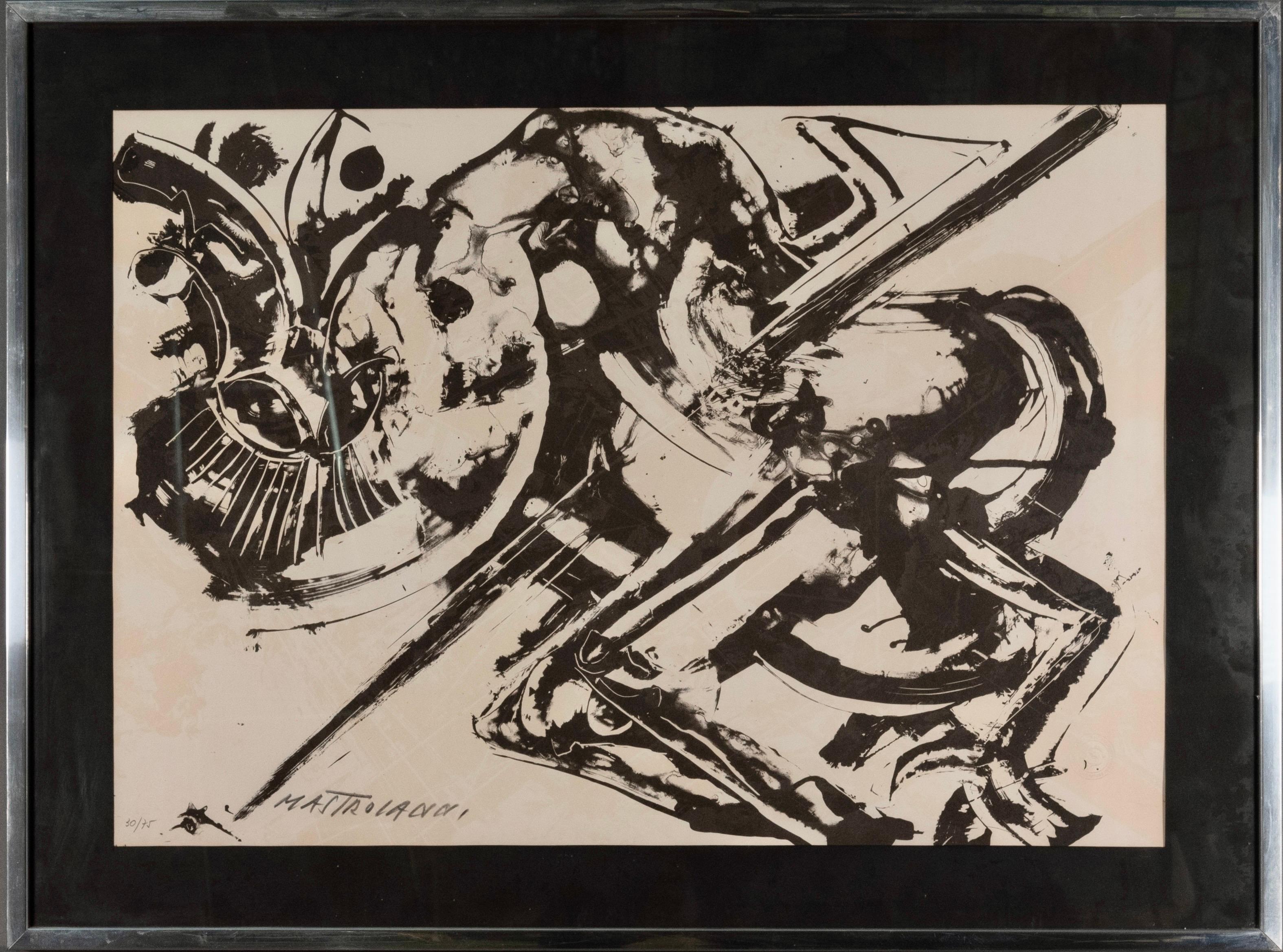 Umberto Mastroianni Italian Signed 1960s Original Black and White Etching For Sale 4