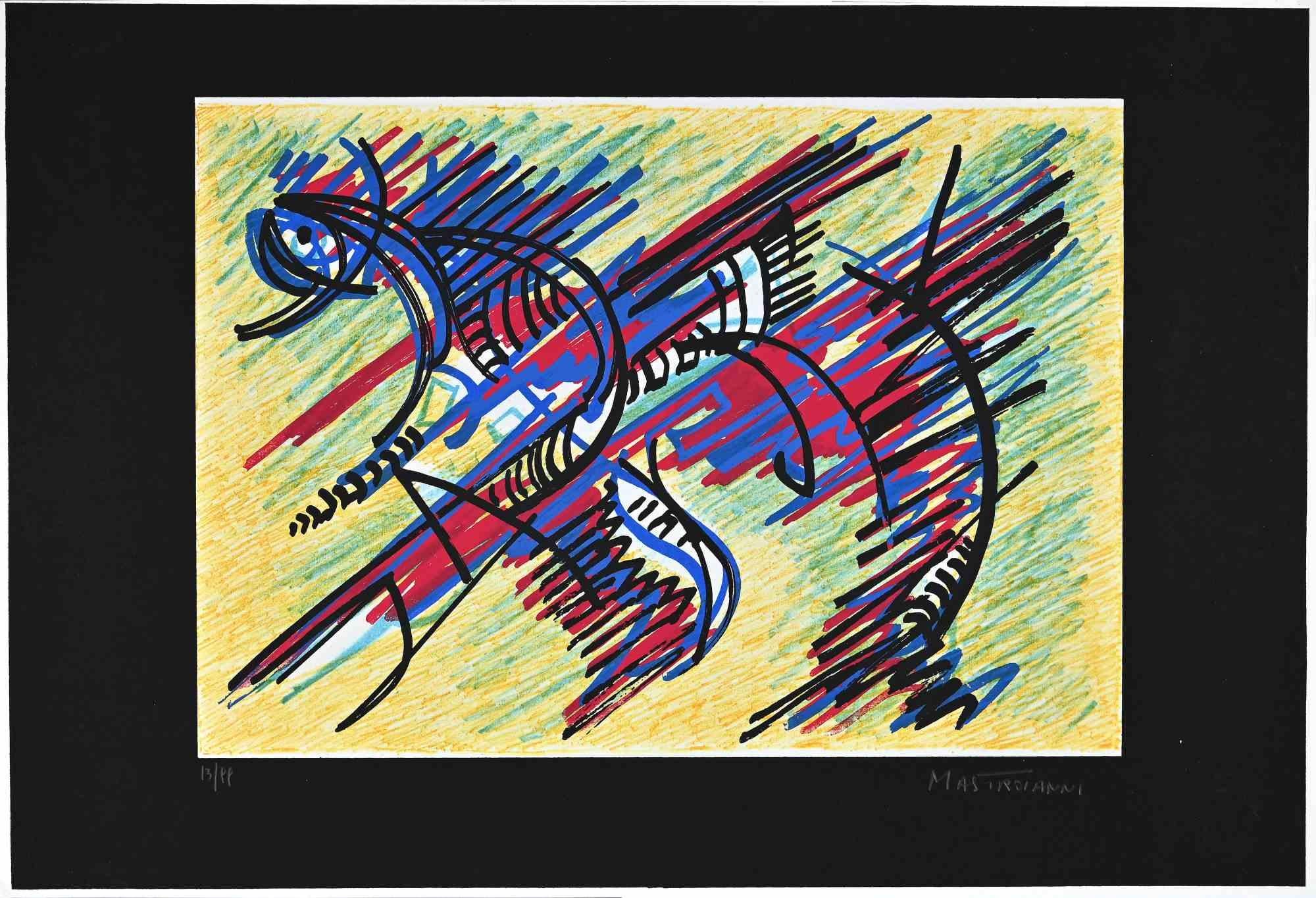 Composition jaune - Impression sérigraphiée par U. Mastroianni - 1980