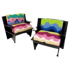 Retro Umberto Riva Arighi Lounge Chairs with Gabriela Hearst Cashmere Blanket Cushions