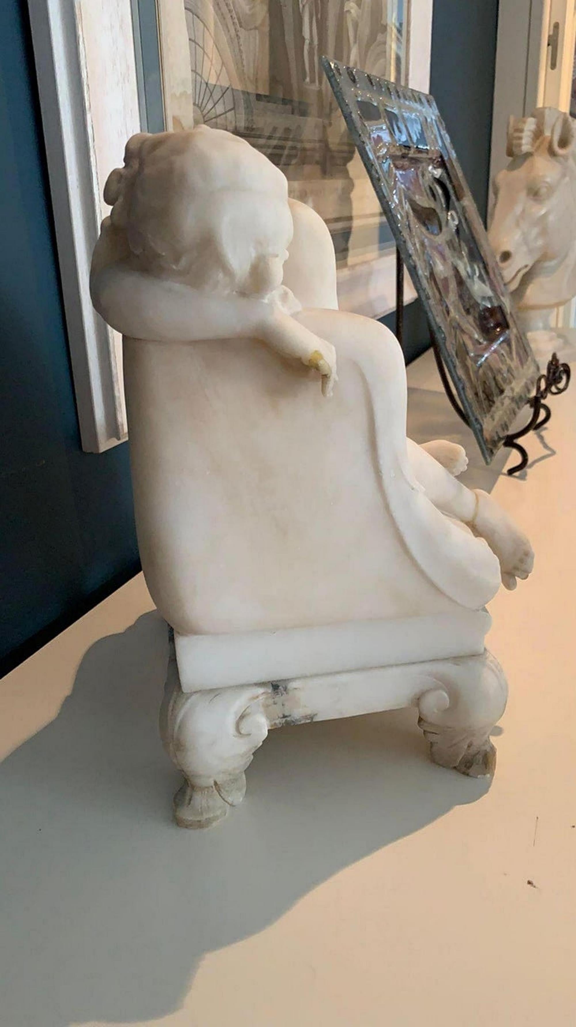 Umberto Stiaccini, 19th Century Italian White Marble Sculpture 
