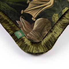Umbra AMPHIBIA Coussin à franges moyen en velours - Verde