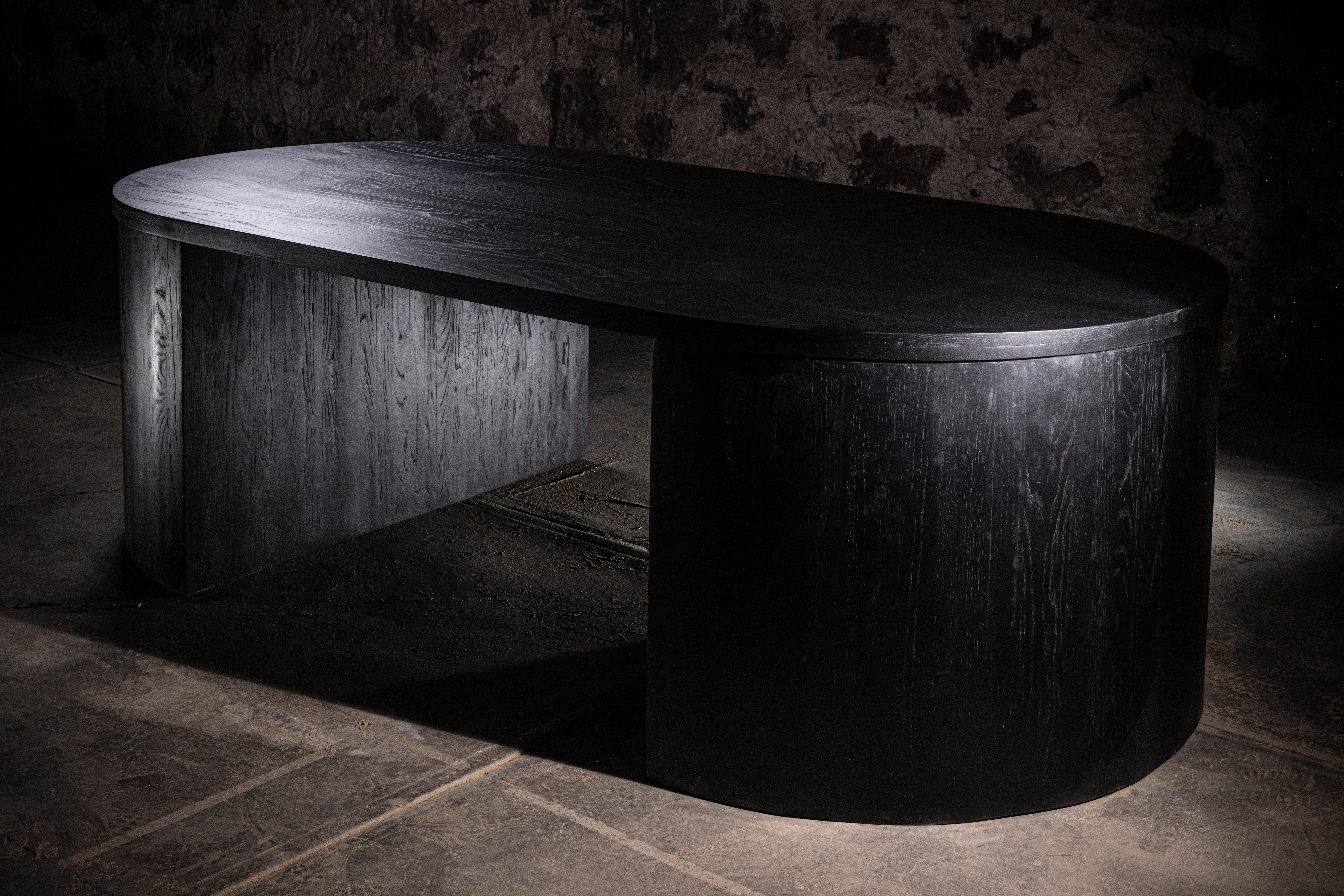 Solid Black Oak Table, constructed in 100% solid oak.
Can be used as a dining, kitchen table or desk.