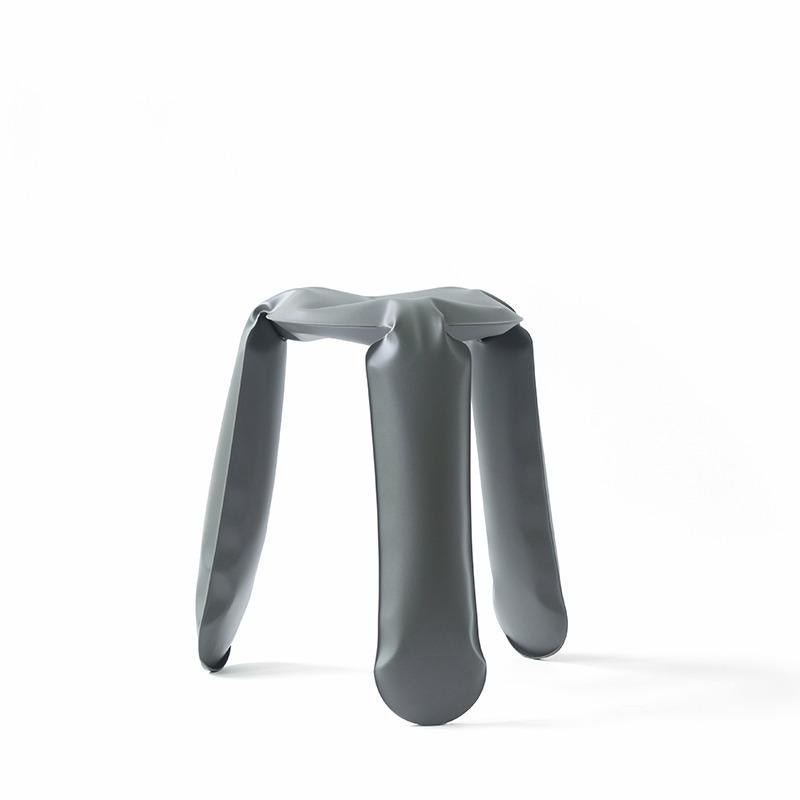 Umbra Gray Aluminum Standard Plopp Stool by Zieta
Dimensions: D 35 x H 50 cm 
Material: Aluminum. 
Finish: Powder-coated.
Available in colors: Graphite, Moss Grey, Umbra Grey, Beige Grey, Blue Grey. Available in Stainless Steel, Aluminum, and Carbon