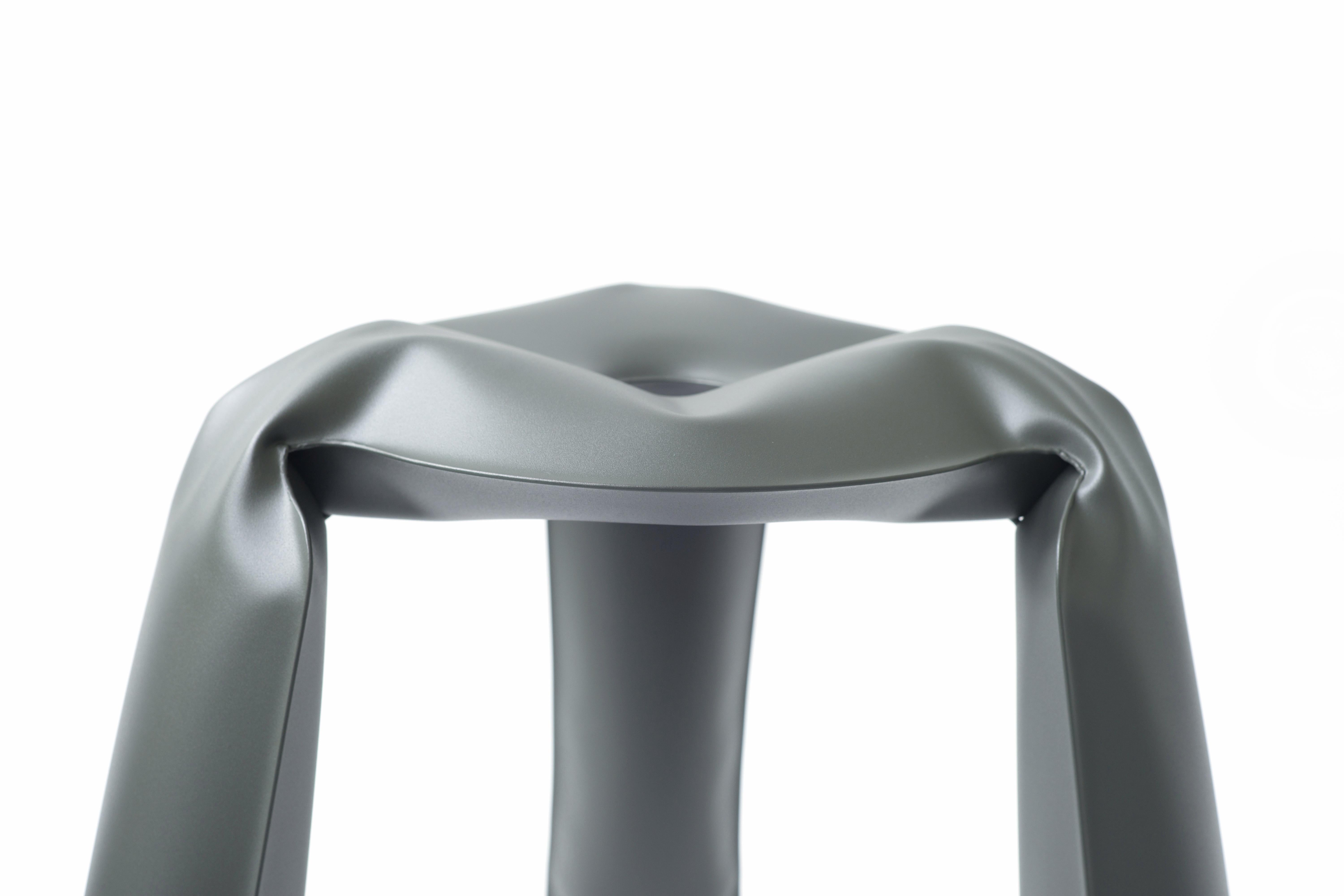 Organic Modern Umbra Gray Aluminum Standard Plopp Stool by Zieta For Sale