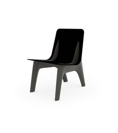 Umbra Gray Leather Steel J-Chair Lounge by Zieta