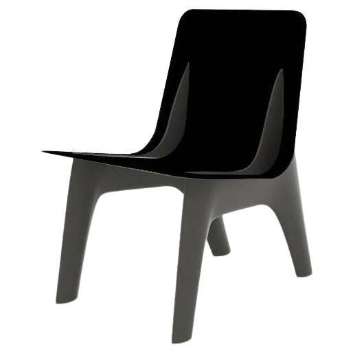 J-Chair Lounge aus grauem Leder und Stahl von Zieta