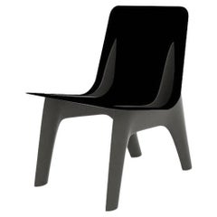 Umbra Gray Leather Steel J-Chair Lounge by Zieta