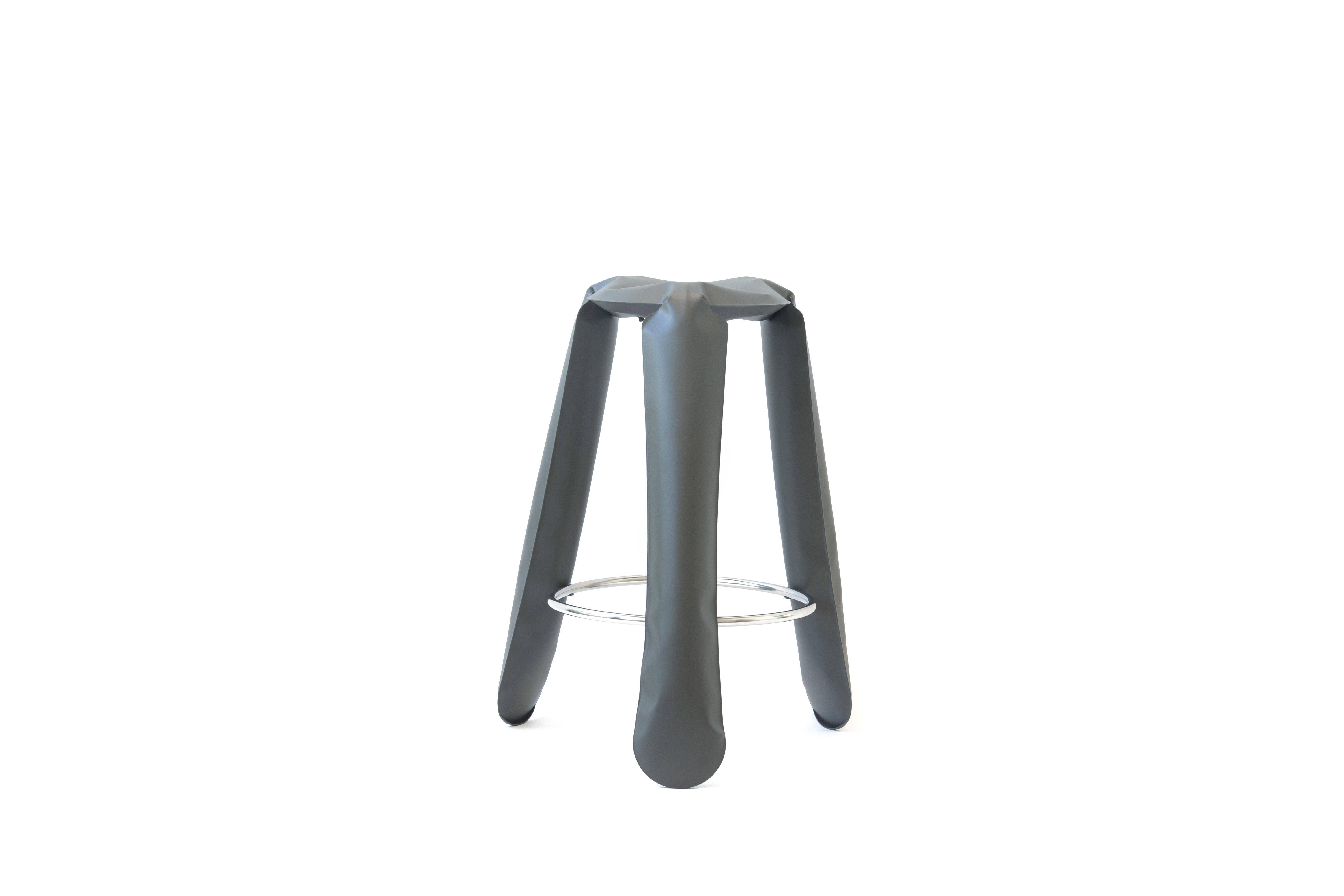 Organique Tabouret de bar en acier gris Umbra de Zieta en vente