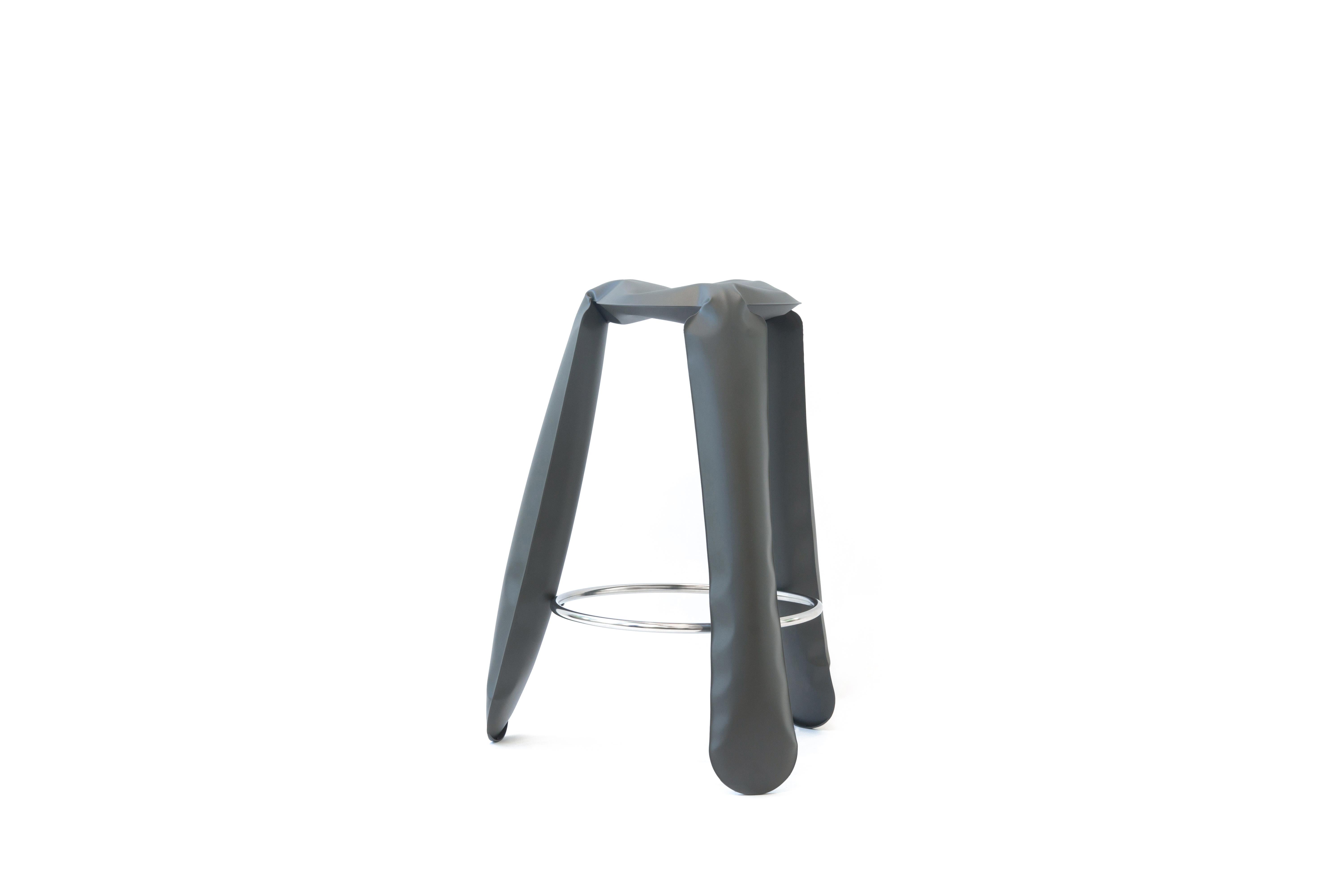 Polonais Tabouret de bar en acier gris Umbra de Zieta en vente