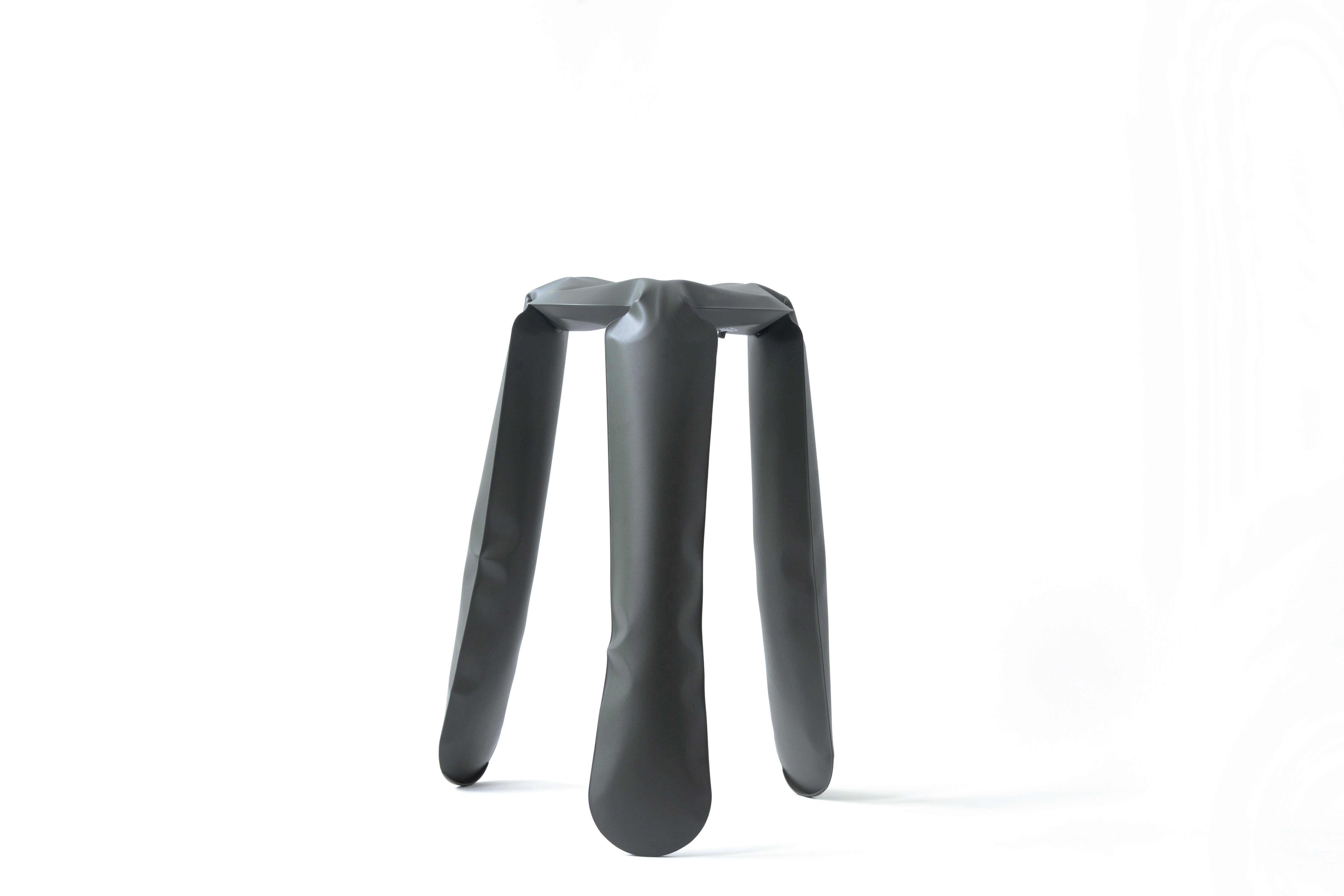 Organic Modern Umbra Gray Steel Kitchen Plopp Stool by Zieta For Sale