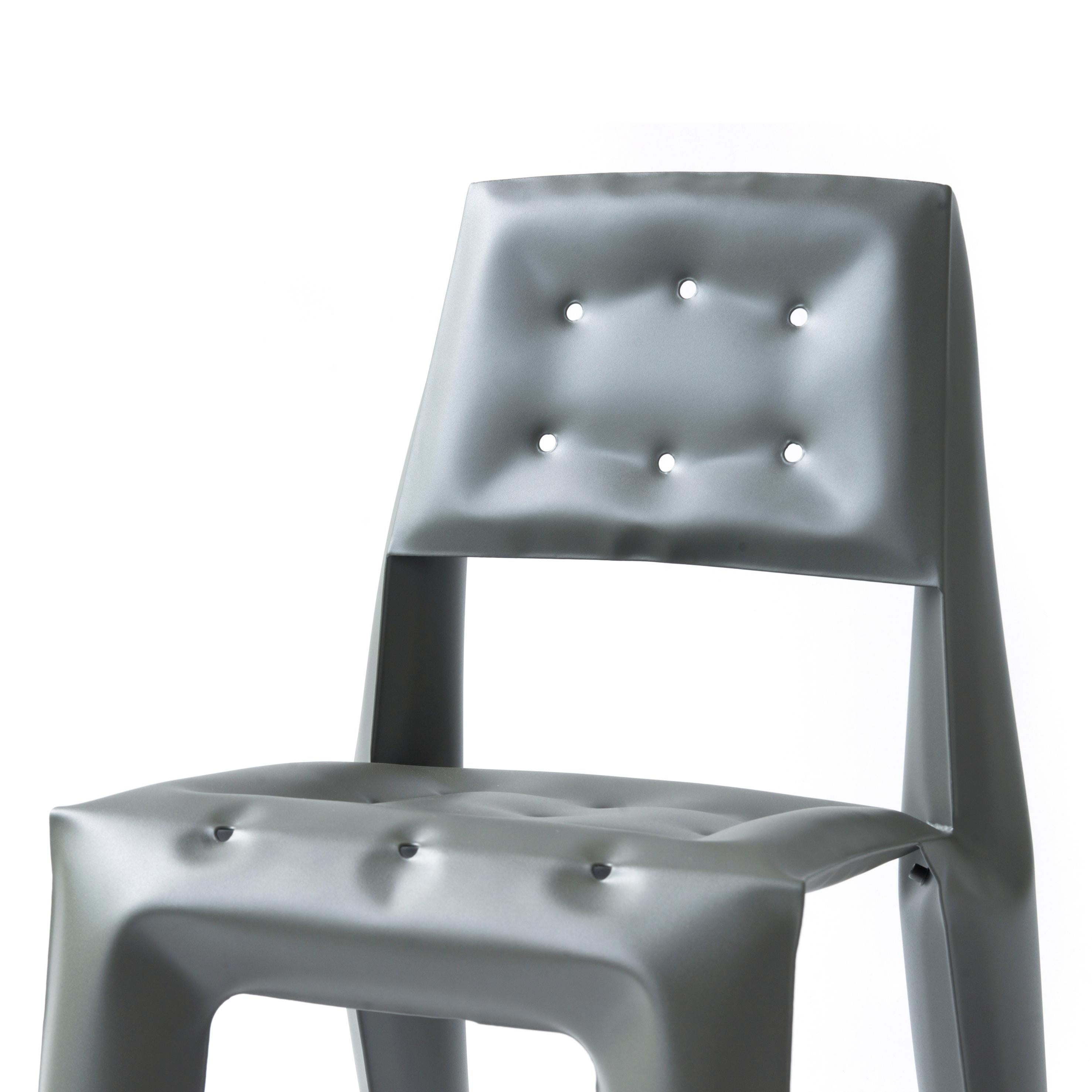 Organic Modern Umbra Grey Carbon Steel Chippensteel 0.5 Sculptural Chair by Zieta For Sale