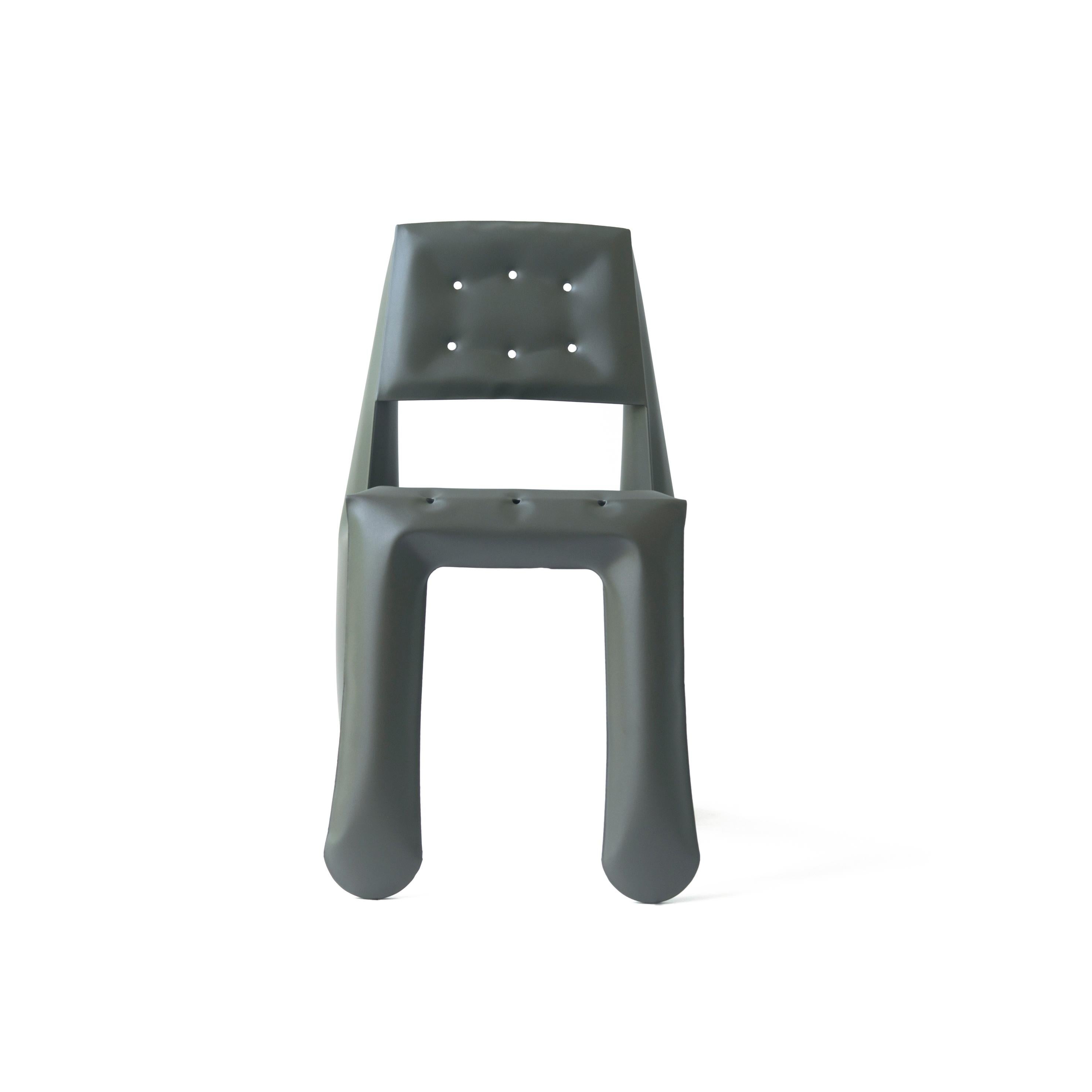 Polish Umbra Grey Carbon Steel Chippensteel 0.5 Sculptural Chair by Zieta For Sale