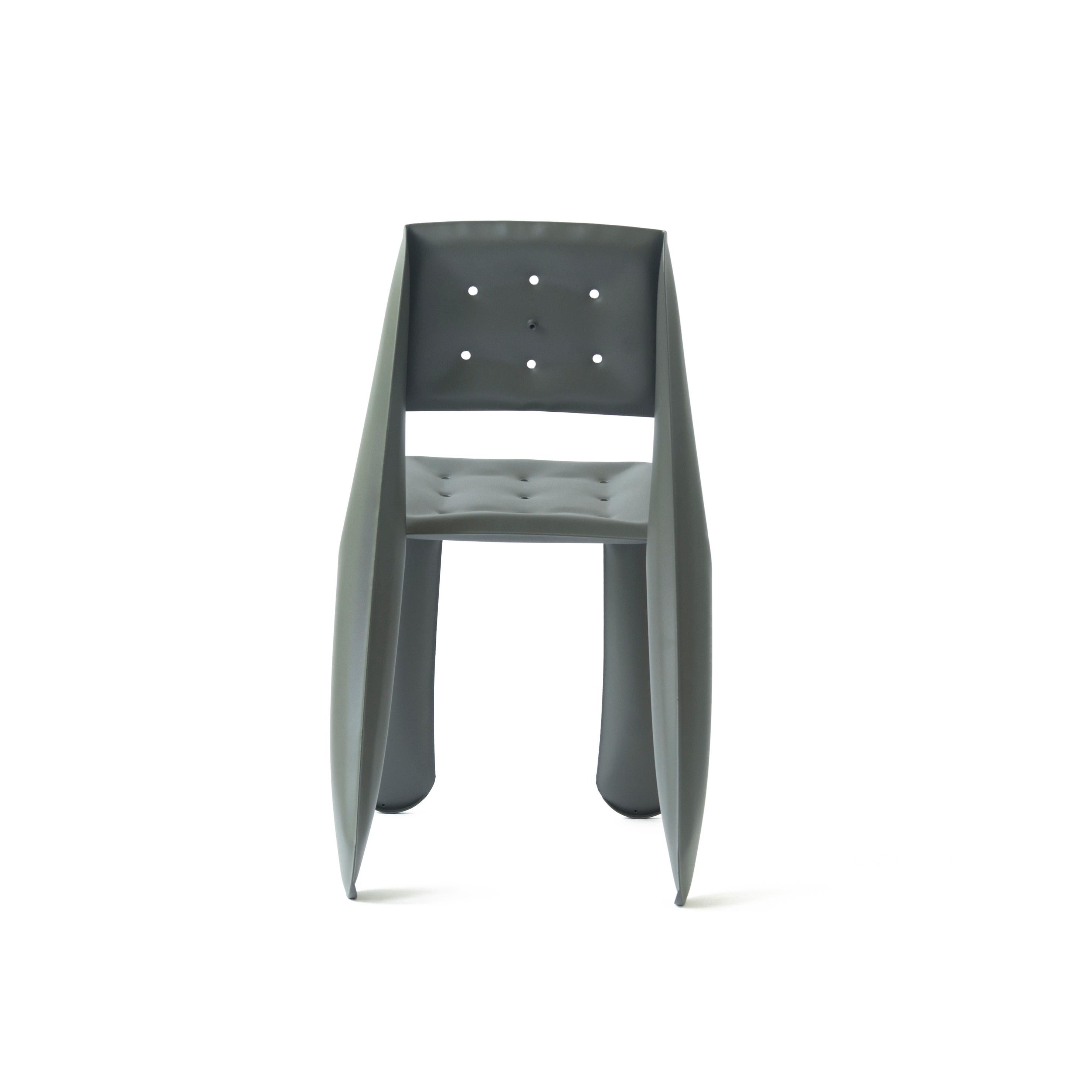 Umbra Grey Carbon Steel Chippensteel 0.5 Sculptural Chair by Zieta In New Condition For Sale In Geneve, CH