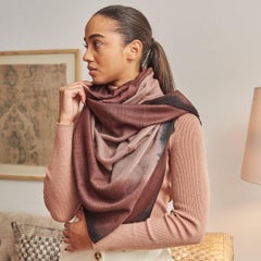 Umbra Mink Ombre Dyed Cashmere Merino Artisanal Scarf