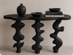 'Umbra' Sculptural Console Table in Solid Wood - Original Design, Organic Form