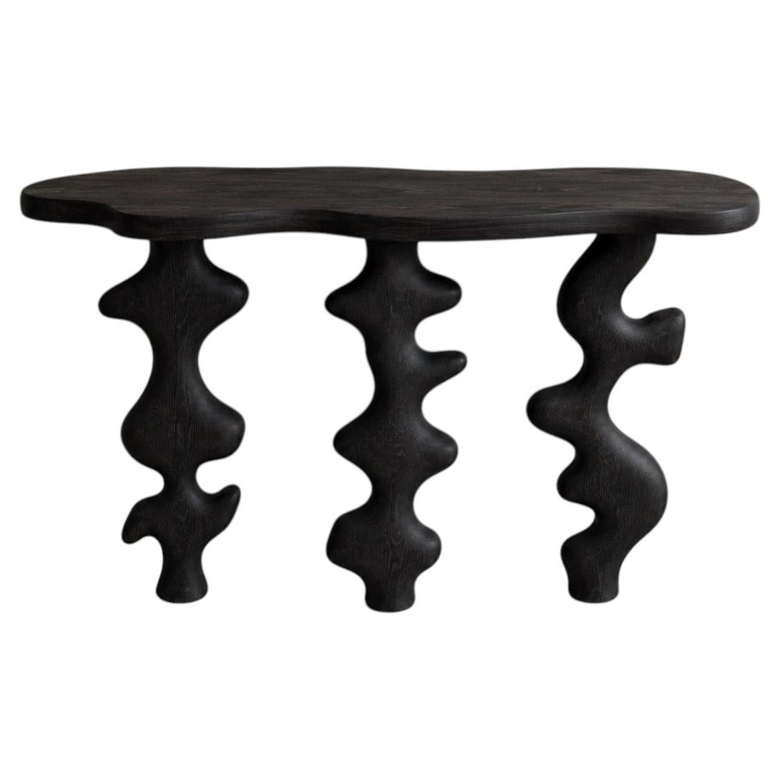 'Umbra' Sculptural Console Table in Solid Wood - Original Design, Organic Form