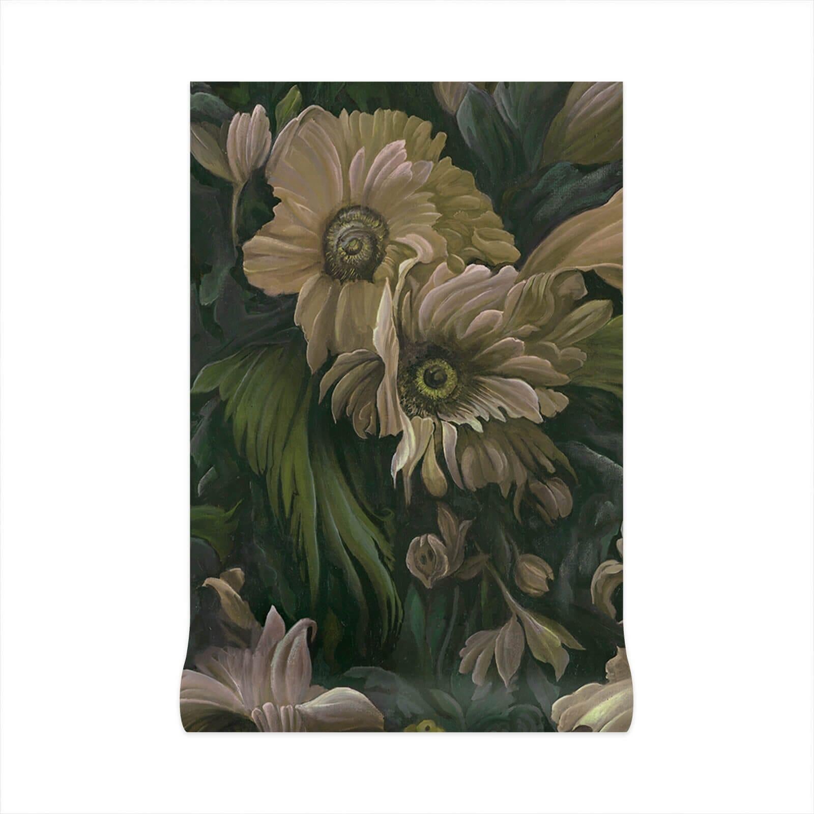 Where there is darkness there is always light. In UMBRA (the Latin for shade), our painterly peonies cast a watchful eye as they emerge from the shadows. In verdant greens and petal-soft creams, this beautiful print was originally an oil painting,