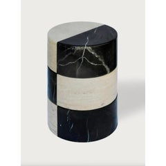 Umbral Side Table in Black Marble & Travertine by Panorammma