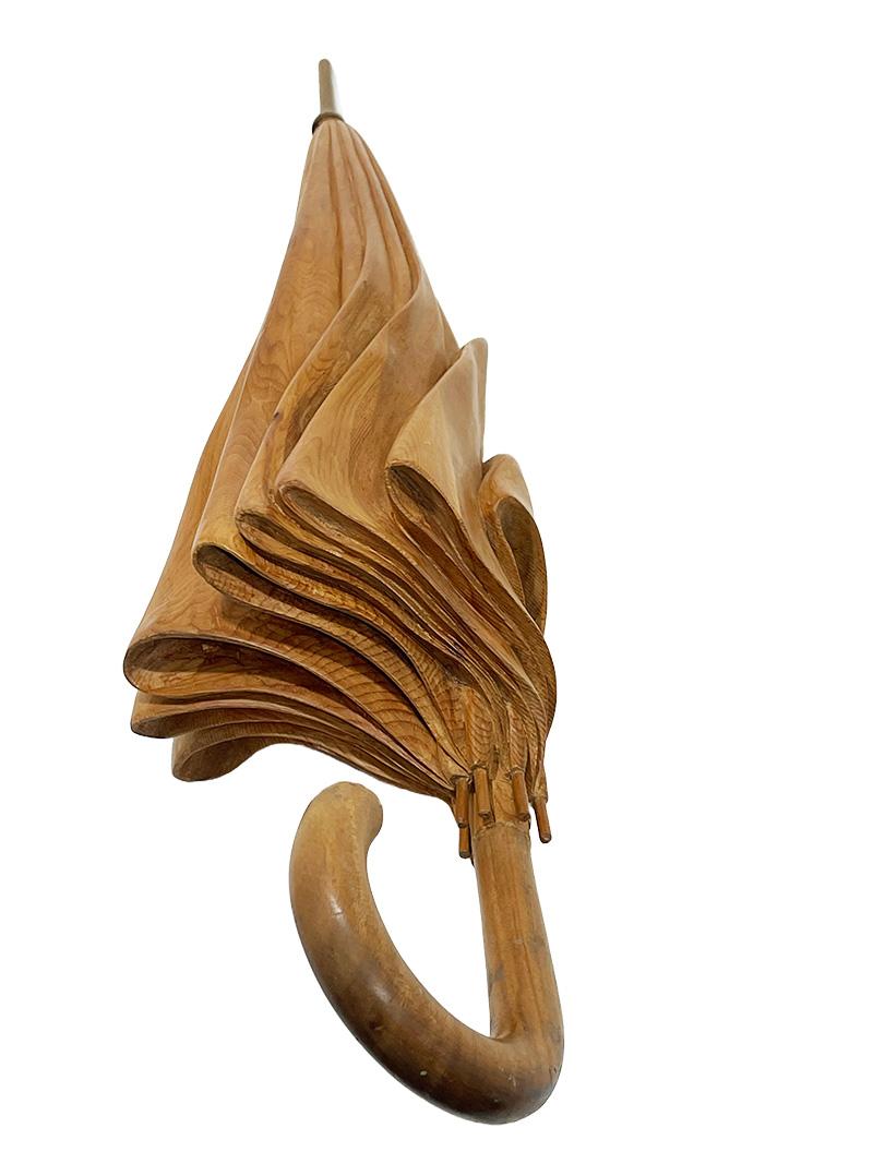 Wooden carved Umbrella by Livio De Marchi, #5/19, Italy 1990 In Good Condition In Delft, NL