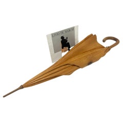 Vintage Wooden carved Umbrella by Livio De Marchi, #5/19, Italy 1990