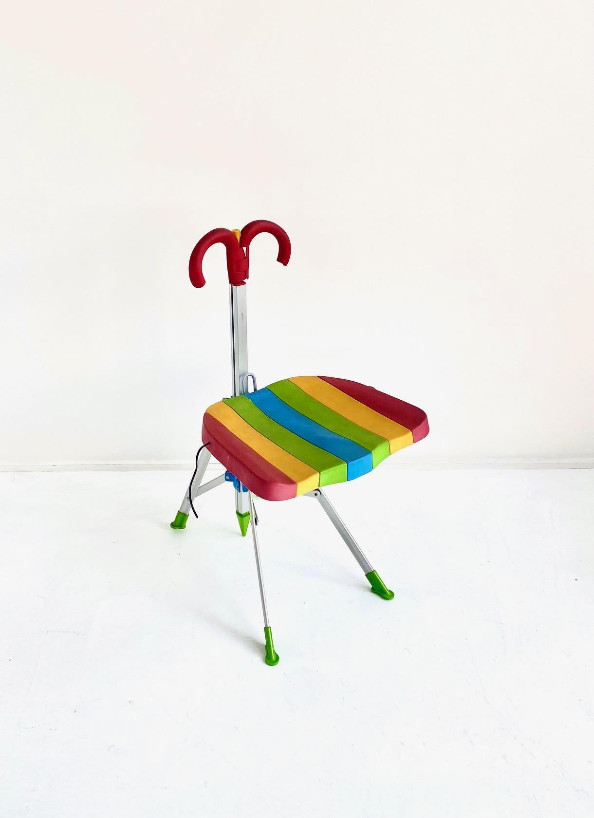 
Umbrella model chair in epoxy metal and plastic, with seating system following the operating principle of an umbrella.
Edited by Zerodesigno
