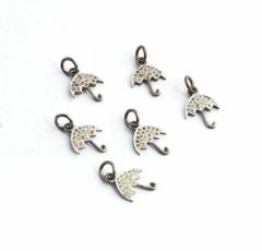 Umbrella Charm Pendant 925 Silver Pave Diamond Pendants Findings For Gifts.