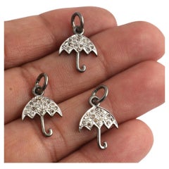Umbrella Charm Pendant 925 Silver Pave Diamond Pendants Findings For Gifts.