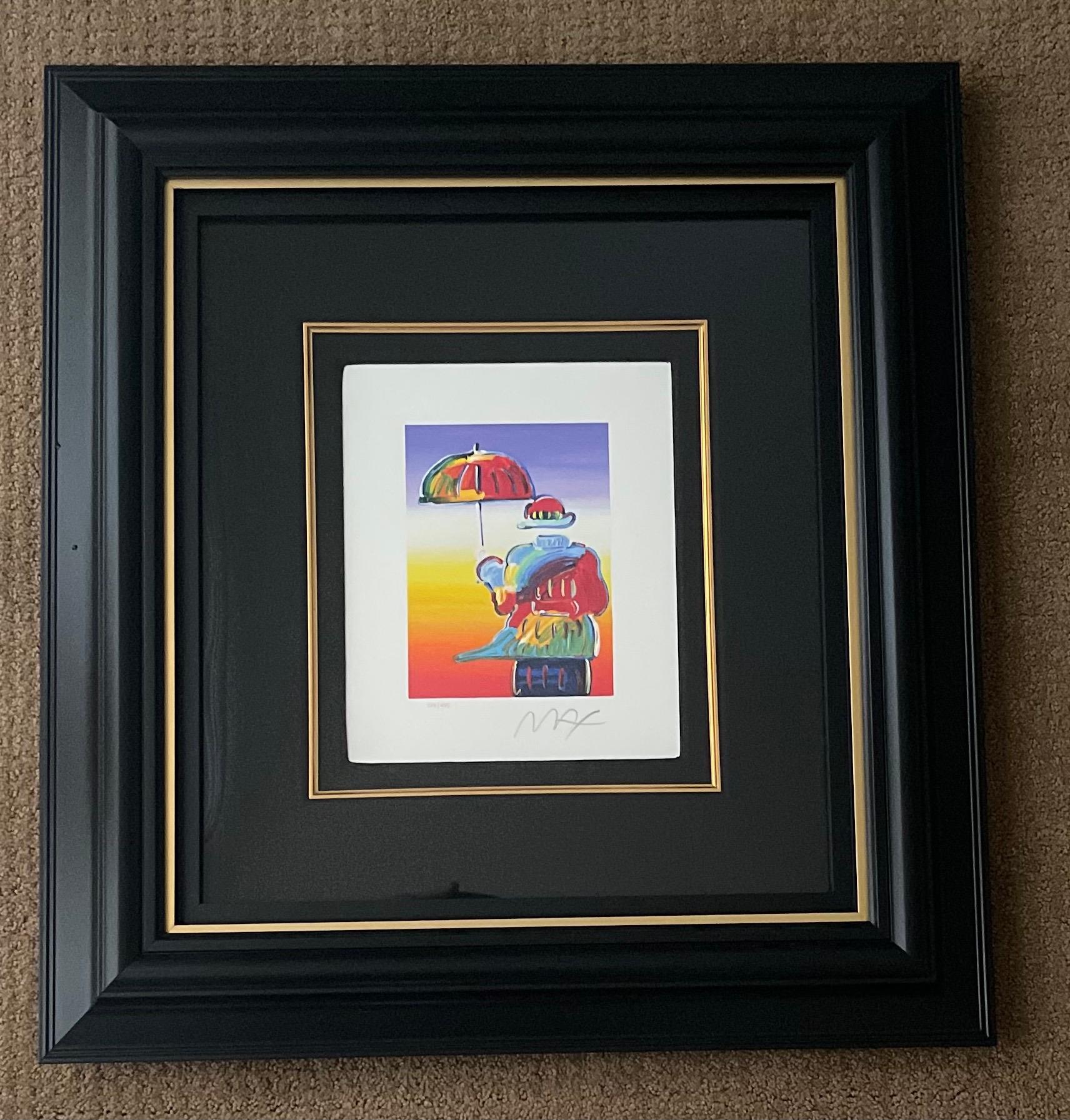 peter max umbrella man serigraph