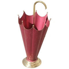 Schirm Metall Skulpturale italienische Mid-Century Design Messing Teile runde Form rot