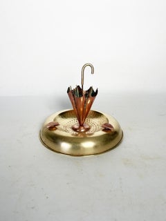 Umbrella-shaped ashtray in brass and copper, France, 1960