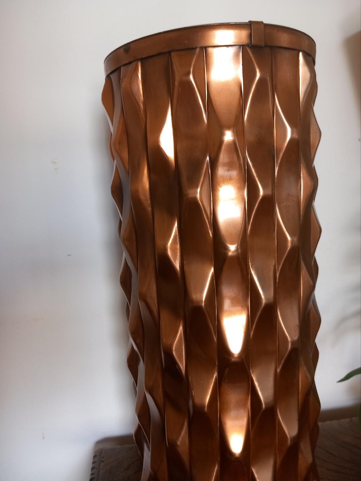   Umbrella Stand, Art Deco  Copper <geometric Design , 30s  For Sale 4