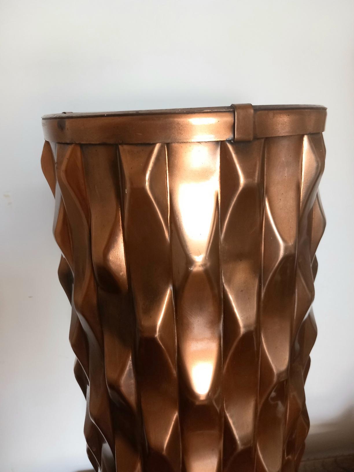   Umbrella Stand, Art Deco  Copper <geometric Design , 30s  For Sale 8
